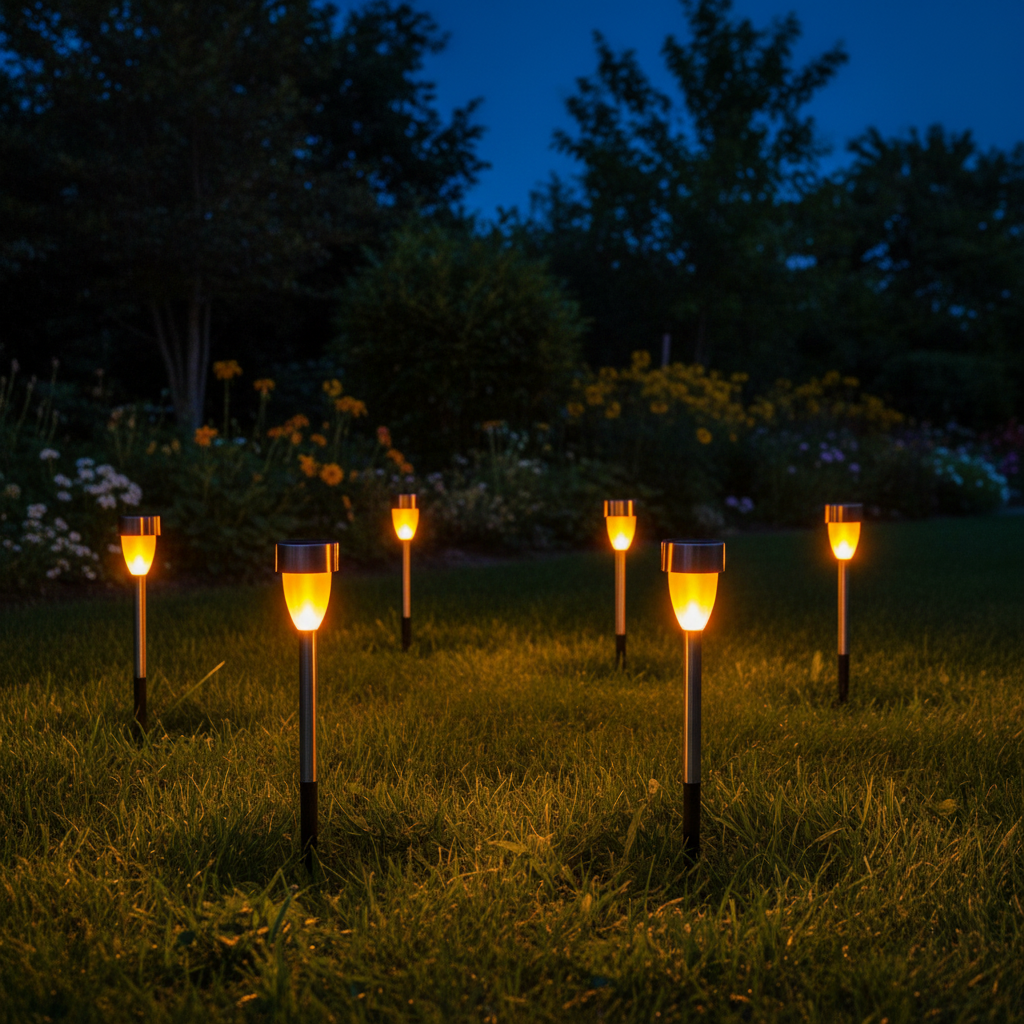 Estaca LED Solar Metálica Efecto Llama 1700K IP44 Pila AAA Niali GSC