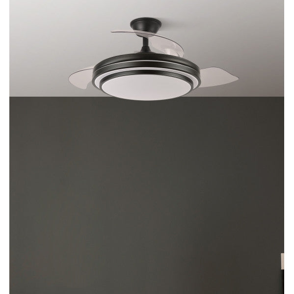 Fan DC Ibe 59w 6980lm Black 3 Pull-out Blades 107d 3000-4000-6000k Remote, Memory and Timer