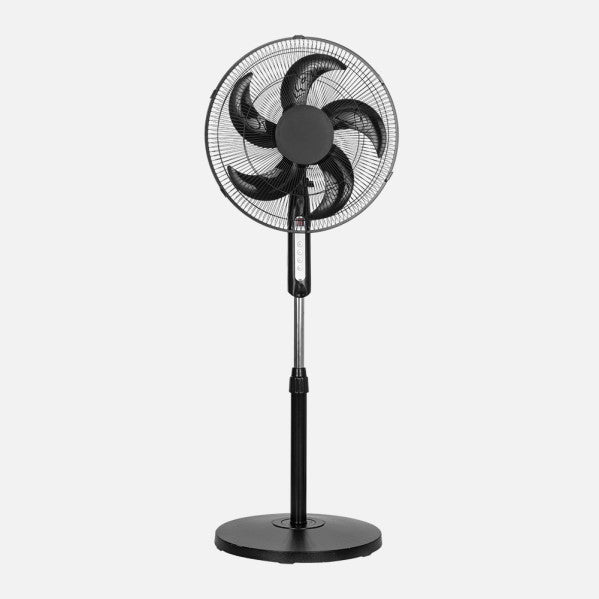 Liberty Black Pedestal Fan 3speed 45w 5blades Fixed And Rotary With Remote And Timer Adj.x43x43cm