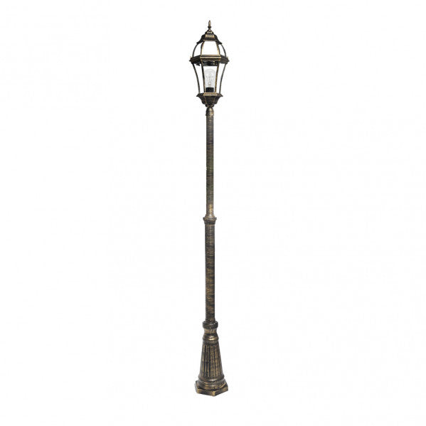 Farola Exterior Aluminio Becrux 1xe27 Neg/oro Ip44 234x25x25 Cm Regulable En Altura