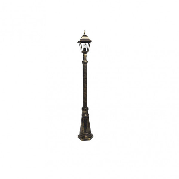 Farola Exterior Aluminio Bootes 1xe27 Neg/oro Ip44 220x18x18 Cm