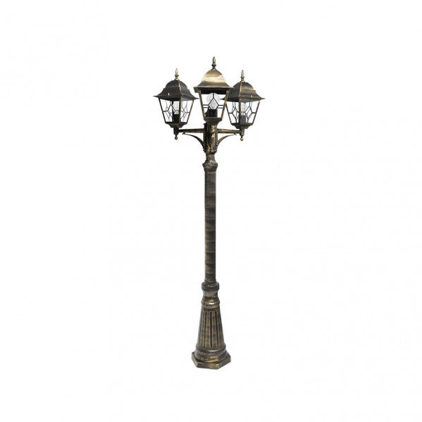 Farola Exterior Aluminio Bootes 3xe27 Neg/oro Ip44 228x62x62 Cm