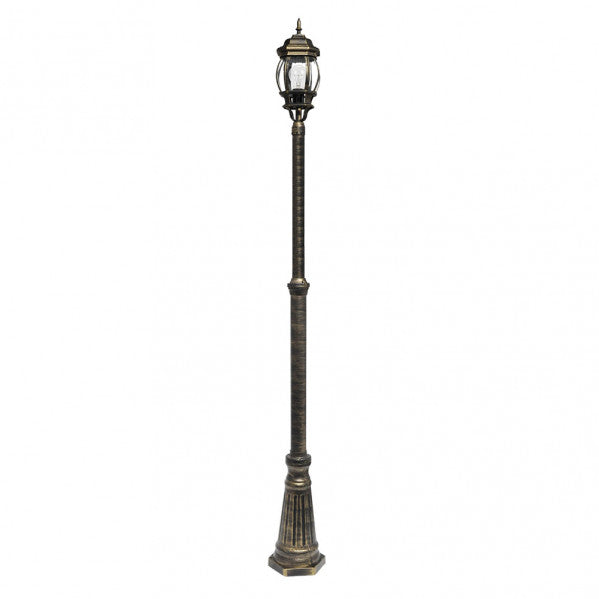 Farola Exterior Aluminio Caelum 1xe27 Neg/oro Ip44 228x18x18 Cm