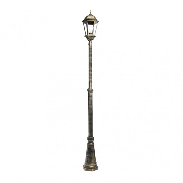 Farola Exterior Aluminio Regulus 1xe27 Negro/oro 230x25x25 Cm Regulable En Altura Ip44