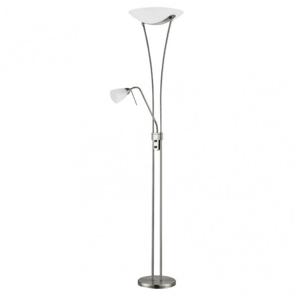 Floor lamp Lalande 2xe27+1xe14 C/reader Nickel 180x36x36 Cm