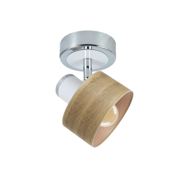 Foco Nando 1xe14 Cromo-blanco/mad.clara 17x12x12 Cm Orientable