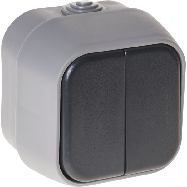 Interruptor Doble Bert Ip54 Gris 7x7x5 Cm