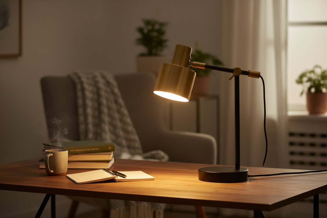 Lámpara de Mesa Dorada E27 Orientable Serantes EB F-Bright
