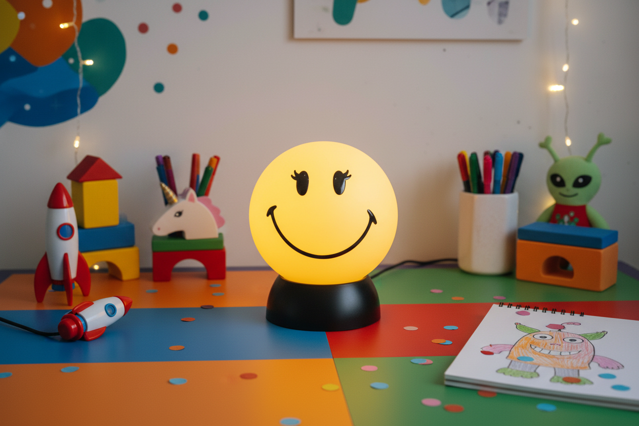 Lámpara Sobremesa Smiley Pestañas Amarilla E27 Onli