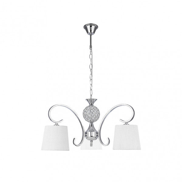 Lampara Bogota 3xe14 Cromo Pantalla Blanca Regx57x57 Cm