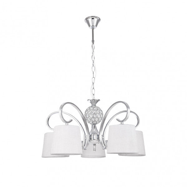 Lampara Bogota 5xe14 Cromo Pantalla Blanca Regx57x57 Cm