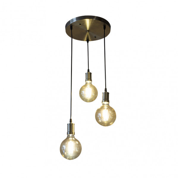 Lampara Celso 3xe27 Cuero/ambar Bombillas Incluidas 24w 2700k 2250lm Regx36x36 Cm