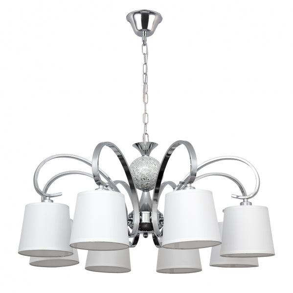 Lampara Concordia 8xe14 Cromo Pantalla Blanca 50-70x78d