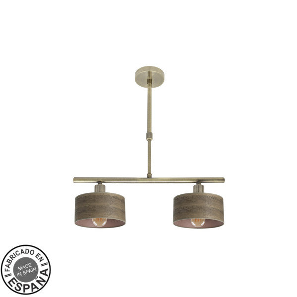 Lampara Gilda 2xe14 Cuero/madera Oscura Regx43x14 Cm