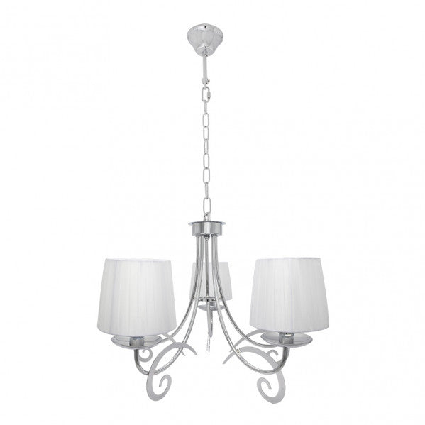 Lampara Luxor 5xe14 Cromo Pant. Blanca Regx61x61 Cm