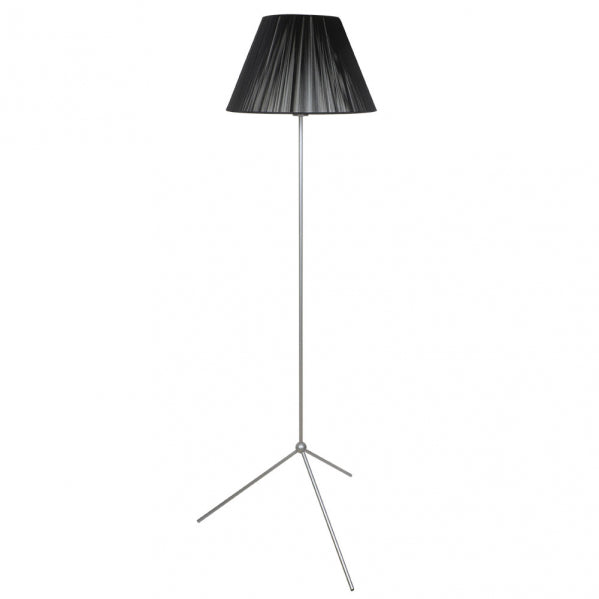 Pie De Salon 1xe27 Plata C/pantalla Hilo Negro 40x40x150 Cm
