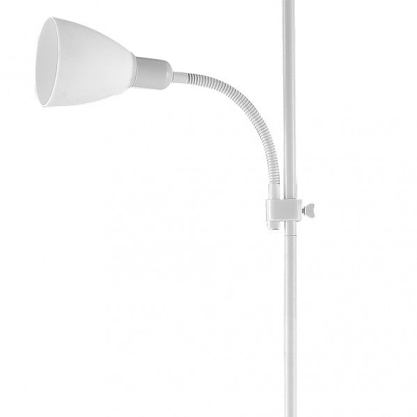 Pie De Salon Rilon 1xe27+1xe14 C/lector Blanco Pantalla Blanca 175,5x40x40 Cm