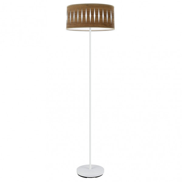 Pie Salon Piron 1xe27 Blanco/madera Oscura 165x40x40 Cm
