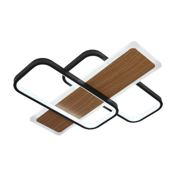 Plafon Forqueta 120w 3000-4000-6500k Negro/madera 13200 Lm C/remoto,memoria Y Reg.intensidad 6x50,5x49,5cm