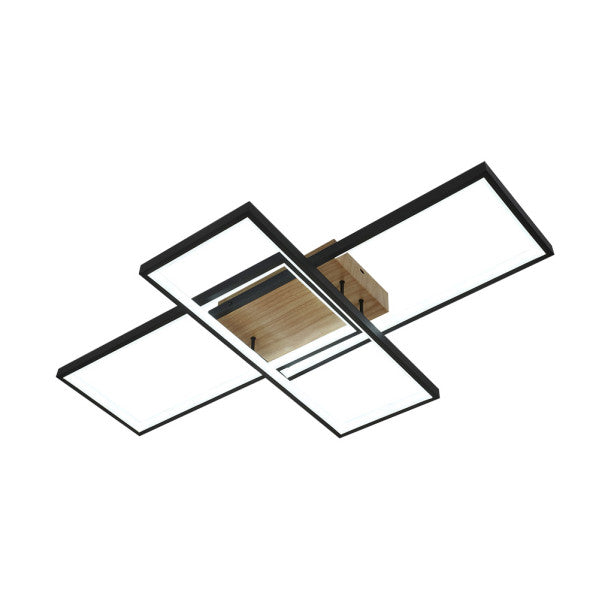 Plafon Madaleta 134w 3000-4000-6500k Negro/madera 14740 Lm C/remoto,memoria Y Reg.intensidad 9,5x79x49,5cm