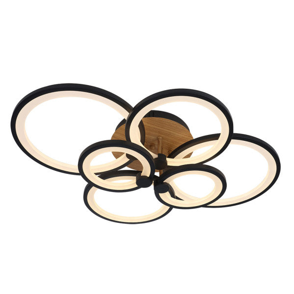 Plafon Sydney 134w 3000-4000-6500k Negro/madera Oscura 17x74x57cm 18090lm Remoto,regulable,memoria