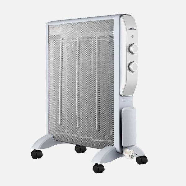 Radiador De Mica Abrigo 2000w 4elementos Blanco/plata 2potencias Antivuelco,luz Ind.termostato Reg.61,5x56x26,5 Cm