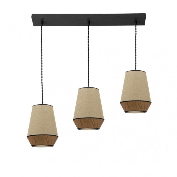 Regleta Campana 3xe27 Saco/marron Regx66x12 Cm