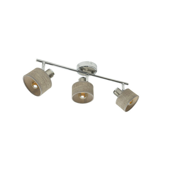 Regleta Nando 3xe14 Cromo-niquel/mad.gris Focos Orientables 16x51x10 Cm