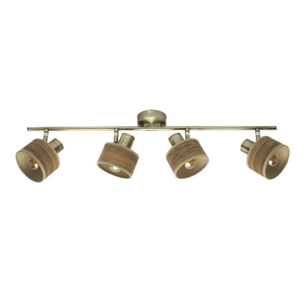 Regleta Nando 4xe14 Cuero/mad.oscura Focos Orientables 16x73x10 Cm