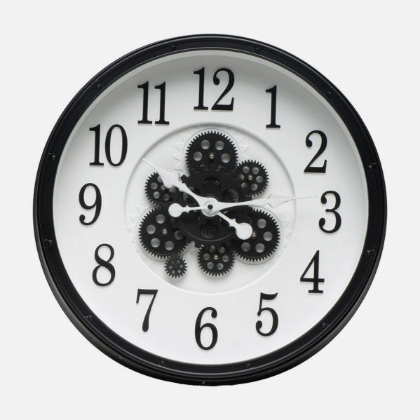 Reloj De Pared Berrocal Negro/blanco 50x50x6cm Engranajes Con Movimiento