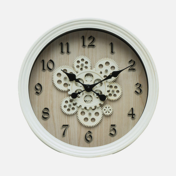 Reloj De Pared Coripe Blanco/Haya 40x40x7cm Engranajes Con Movimiento