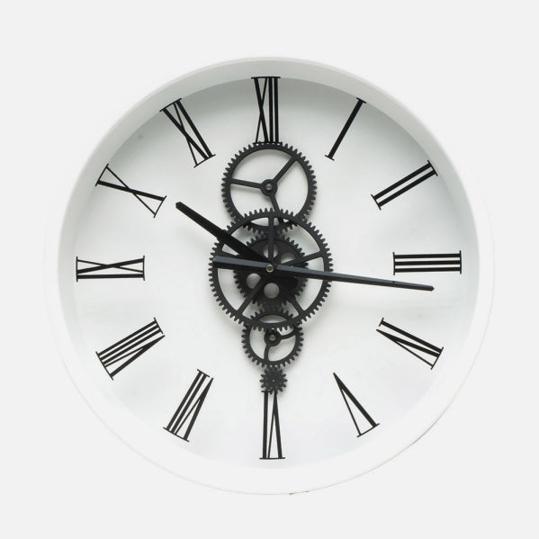 Reloj De Pared Duque Blanco/negro 46x46x7cm Engranajes Con Movimiento