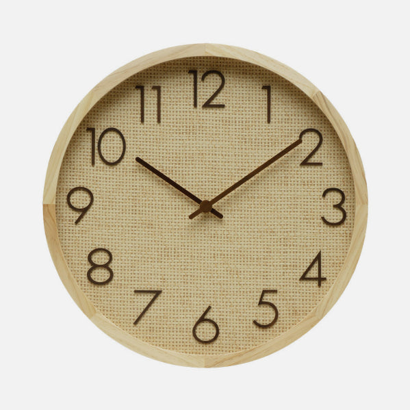 Reloj De Pared Grenoble Haya/rafia Natural 40x40x4,5cm Mov Continuo