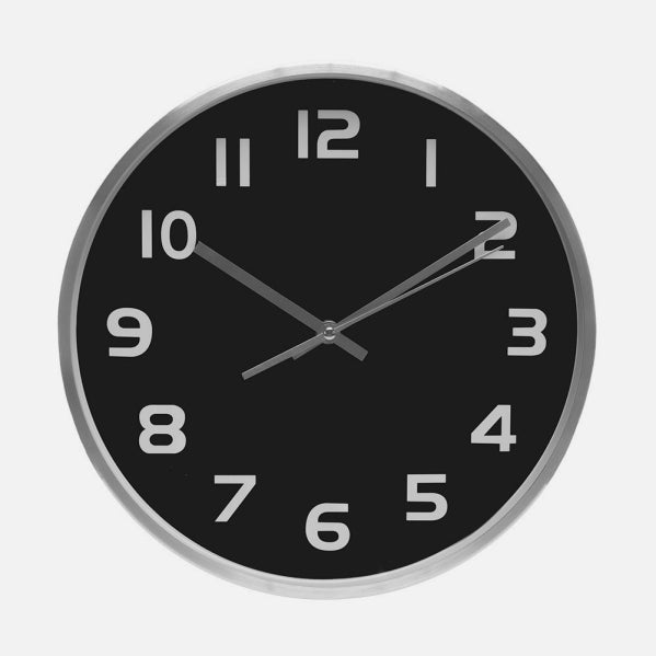 Reloj De Pared Team Aluminio-negro 30d Movimiento Continuo