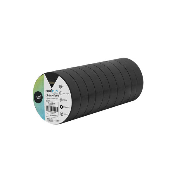 Rollo Cinta Aislante Pvc Negra 19mmx10m Para Electricista Flexible Y Duradera