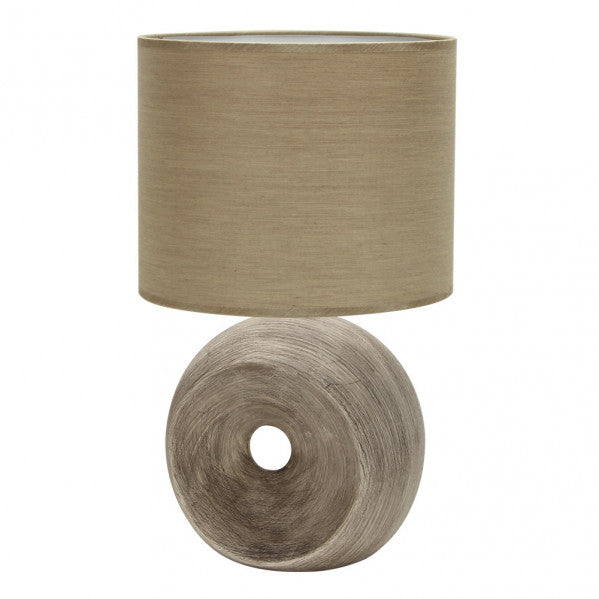 Sobremesa Ceramica Ea 1xe27 Beis Pantalla Beis 52x30x30 Cm