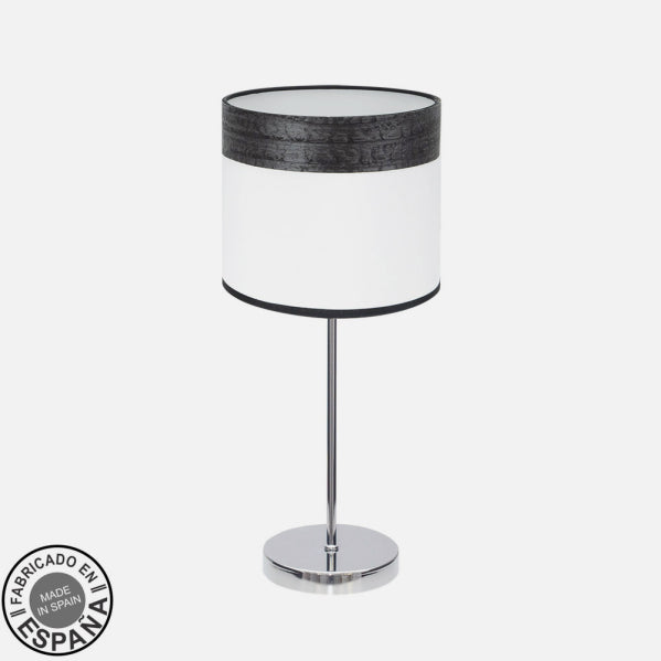 Sobremesa Cloe 1xe14 Cromo/blanca-madera Negra 42X18X18 CM