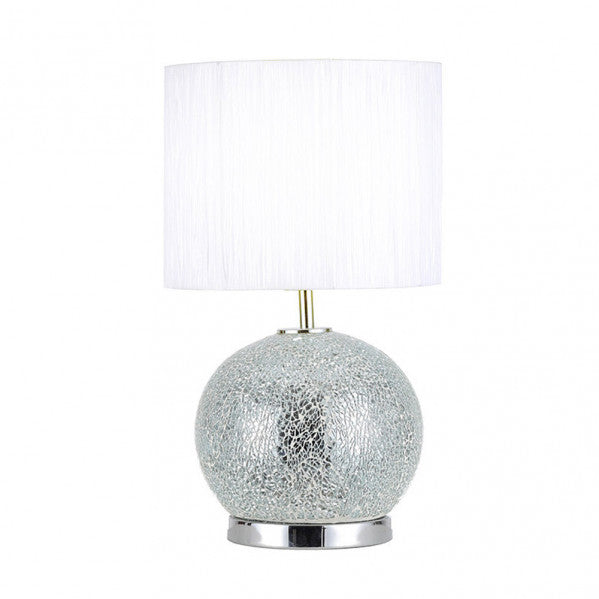 Sobremesa Cristal Secoya 1xe27+LED 5W 4000K 2 Encend.indep 50x30x30 Cm Mosaico Espejo/cromo C/pant Blanca