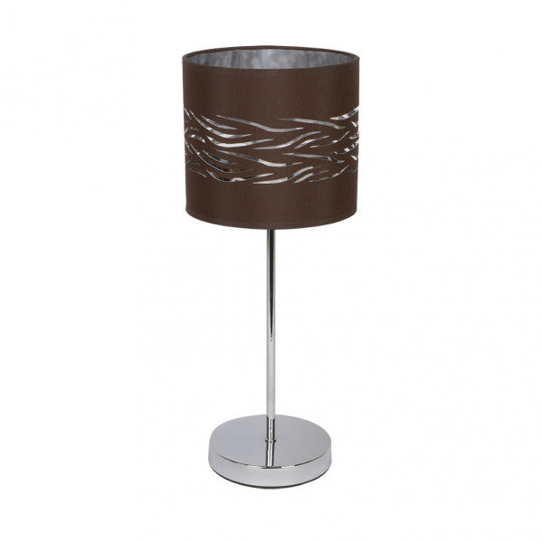 Sobremesa Niebla 1xe14 Cromo/marron-plata 43x17x17 Cm