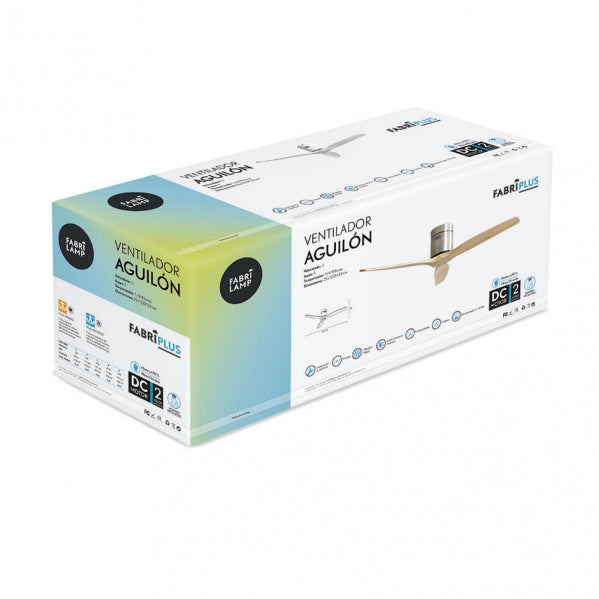 Ventilador Dc Aguilon Niquel 3 Aspas Haya 6 Velocidades Sin Luz Remoto Y Temporiz.132d