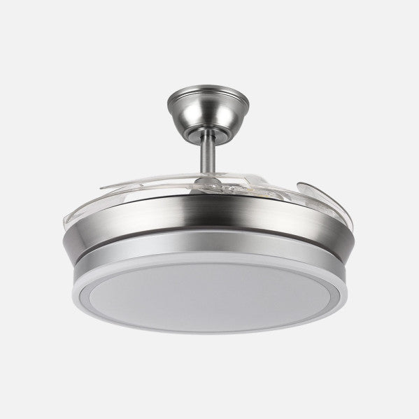 Ventilador Dc Bayomo Niquel 59w 6980lm 91d 4asp.desplegables 3000-4000-6000k Remoto, Regulable Intensidad, Temporizador, Memoria