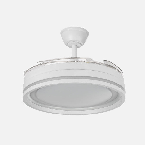 Ventilador Dc Cerrato Blanco 59w 4aspas Desplegables 107d 6980lm 6vel 3000k,4000k,6000k, Remoto+reg.intens.+temporizador+memoria
