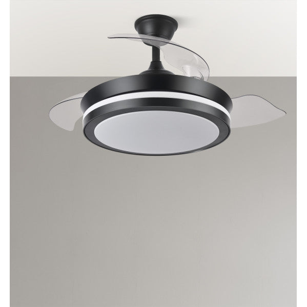 Ventilador Dc Esparta Negro Mini 59w 6980lm 91d 3asp.d Esp.3000-4000-6000k Remoto+tempor+memori