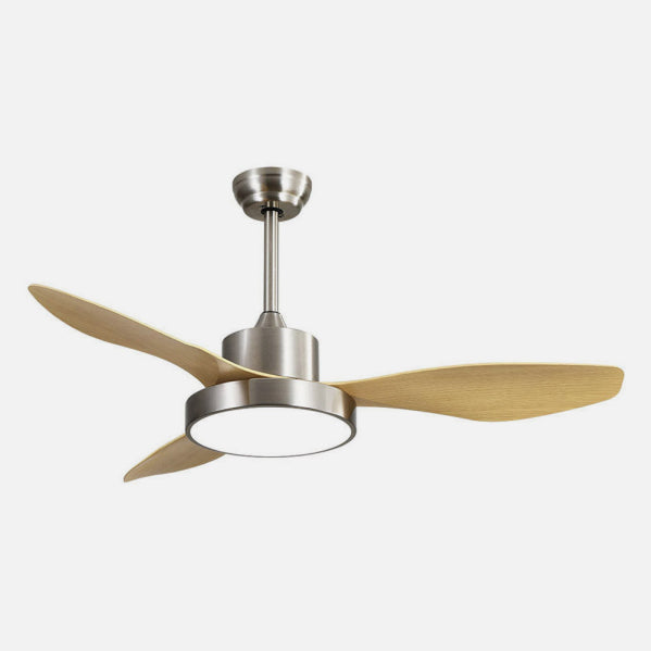 Ventilador Dc Hayate 24w 2650lm Niquel/haya 3aspas 6vel 97d 3000-4000-6000k Remoto,memoria Y Temporizador