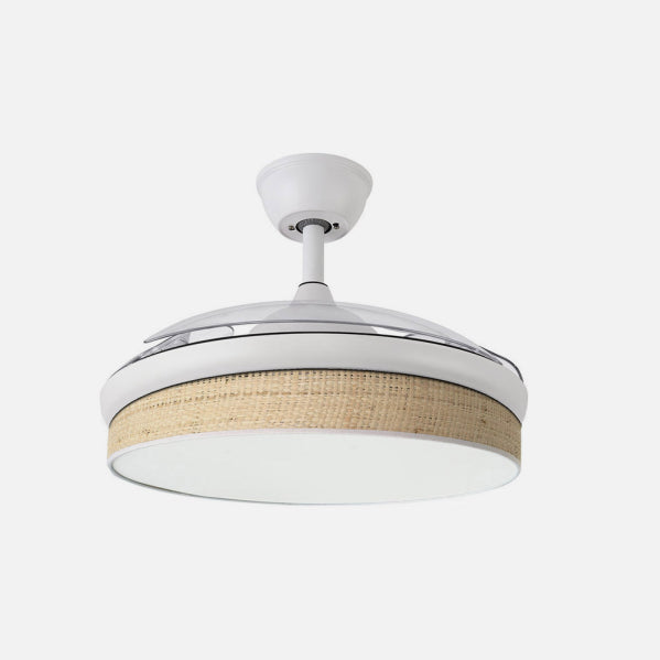 Ventilador Dc Moda 72w Blanco/cañizo Claro 91d 3aspas 7200lm 3000-4000-6000k Remoto+ Memoria+ Temporizador