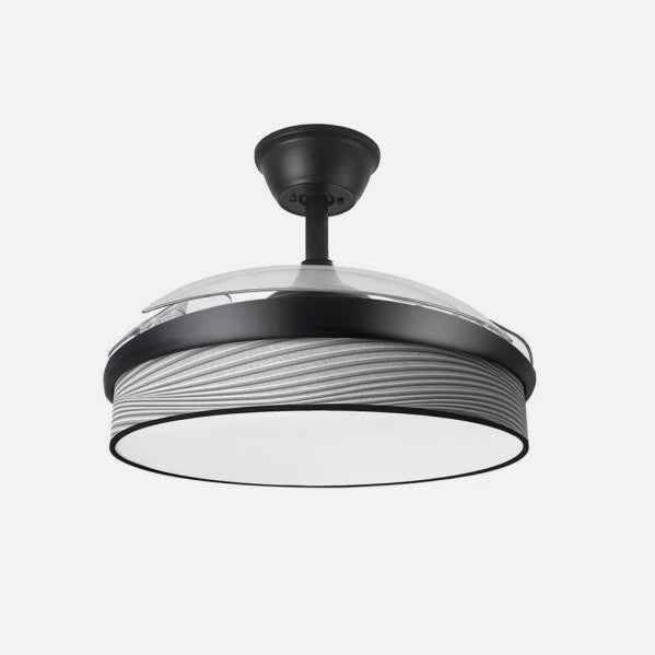 Ventilador Dc Moda 72w Negro/surco Gris 91d 3aspas 7200lm 3000-4000-6000k Remoto+ Memoria+ Temporizador