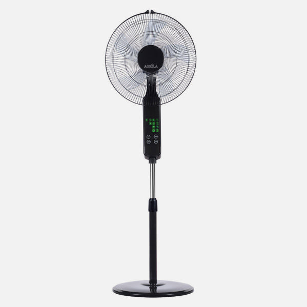 Ventilador De Pie Rodium Negro 3vel 45w Regx43x40cm Oscilante 5asp.tactil C/remoto Y Temporizador