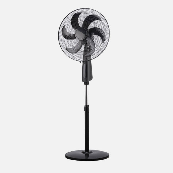 Ventilador De Pie Tolon Negro 3 Vel.85w 6aspas Remoto Temporizador 3modos De Aire Regx50x43 Cm