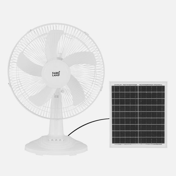 Ventilador DC Sobremesa Solar Abanico Blanco 20w 3velocidades 5 Asp.blancas 63x43x30,5cm 4,20m De Cable