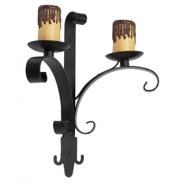 Wall Light Rustic Wheel 2xe27 Brown 35x32x18 Cm